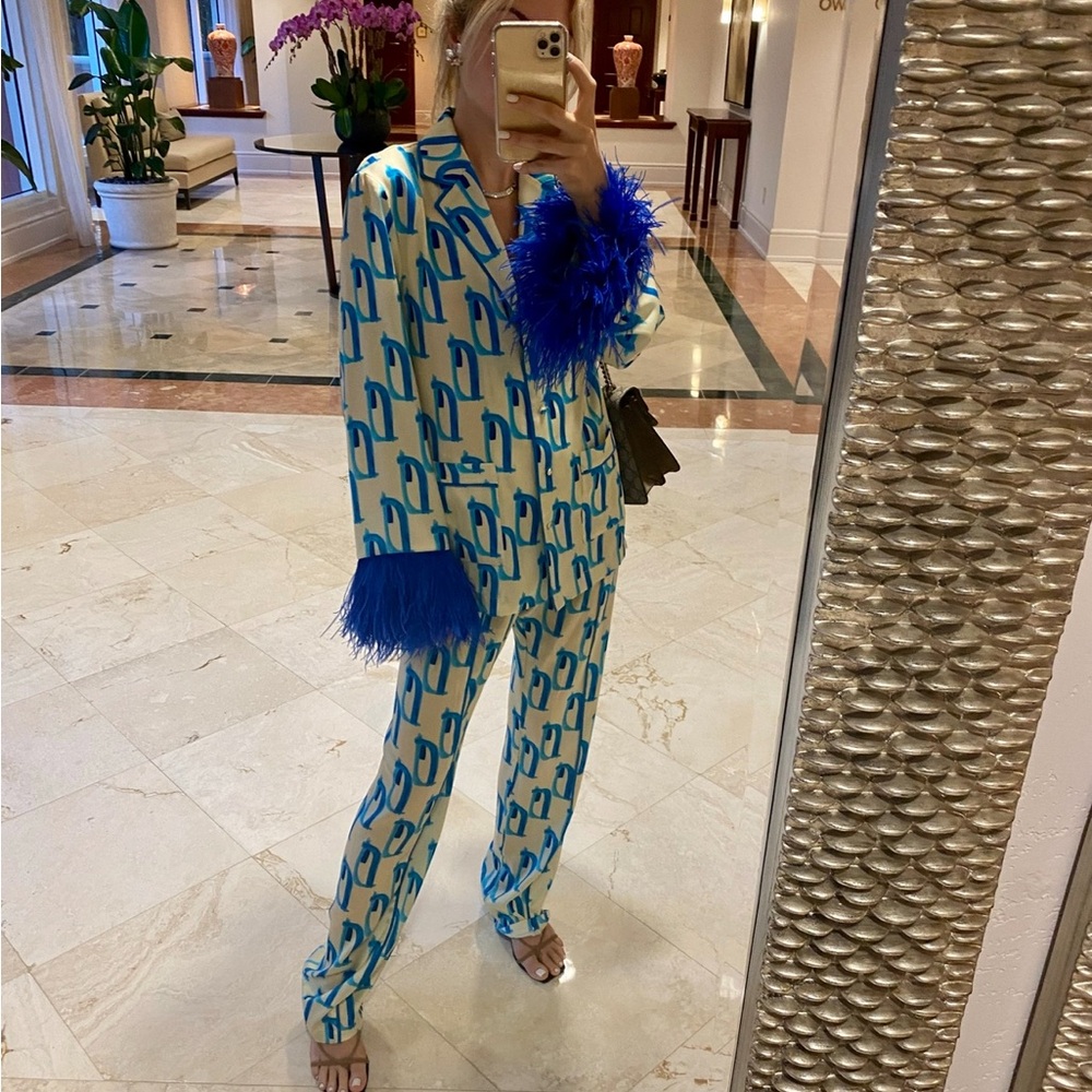 Alexis Kiko & Zurek Blue Feather PJ Set